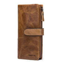 Fashion Stitching Long Cowhide Leather Men's Wallet