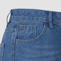 Blue Denim High - Waisted Ultra - Wide - Leg Jeans With Side Slit