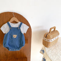 Korean Version Of Children's Bear Jeans Strap Shorts