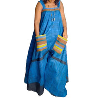 Printed Contrast Color Oversized Wide Leg Suspender Jumpsuit