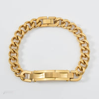 Machinelike Gold Mens Bracelet With A Curved Plate And Mesh Designstylish Hip-hop Wristband