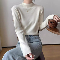 Simple Casual Stand Collar Shoulder Long Sleeve Sweater