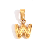 Minimalist Temperament Stainless Steel Plated 18K Gold Mini Bubble Letter Pendant