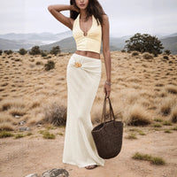 Metallic-accented Elegant And Textured Midi Skirt