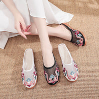 Slippers Mesh Embroidered Cotton Shoes Casual Women Outdoor Slippers