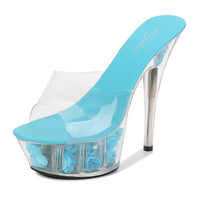 Women's High Heel Slippers With Crystal Sole
