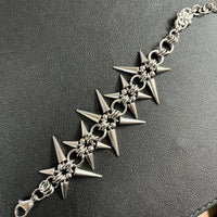 Titanium Steel Punk Spiked Dark Rivet Bracelet And Necklace