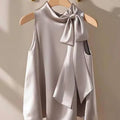 French-style Slightly Mature Niche Purple Bow-tie Blouse