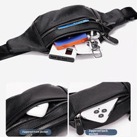 Genuine Leather Men's Belt Bag First Layer Cowhide Multi-functional Crossbody