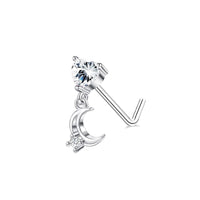 Peach Heart Butterfly With Zircon Stainless Steel Piercing Nose Ring
