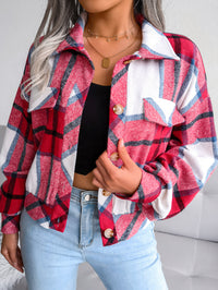 Plaid Lantern Sleeve Wool Coat Jacket