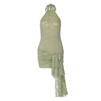 Fashionable Lace Sexy Halter Neck Backless Dress For Women