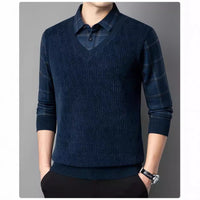 Men's Fleece-lined Thickened Knitting Sweater Bottoming Shirt