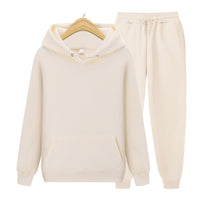 Men's Sports Ribbed Cuffs Hem Hooded Solid Color Pullover Sweater Set