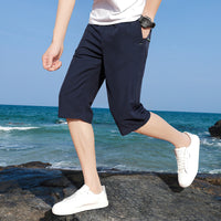 Ice Silk Capri Pants Men's Summer Thin Casual Quick-drying