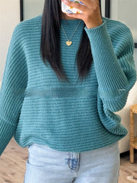 Round Neck Pullover Long Sleeve Batwing Shirt Fashionable Knitted Women's Sweater