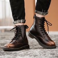 Men's High-top British Style Tooling Leather Martin Boots