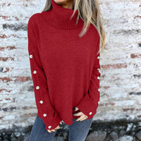 Casual Turtleneck Button Women's Sweater