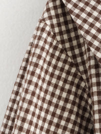 Women's Small Round Lapel Plaid Shirt