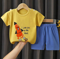 Children's Summer Pure Cotton Thin Short Sleeve Suit