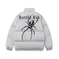Dark Spider Print Stand Collar Bread Cotton Coat Jacket