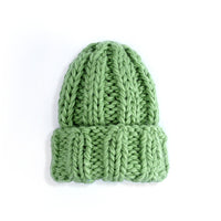Knitted Hat Ladies Winter Pure Color Simple Thick Woolen Hat