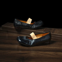 Women's Premium Full Grain Leather Tabi Mary Jane Ballet Flats, Split-Toe Shoes