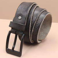 Korean Style Personality Top Layer Leather Pin Buckle Black Buttons Men's Leather Belt
