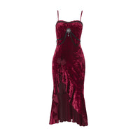 Christmas Gothic Dark Ruffle Lace Dress