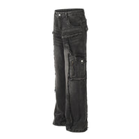 High Quality Jeans With A Multi-pocket Design And Raw Edge Detailing