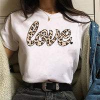 Women's Short-sleeve Printed Crew-neck White T-shirt