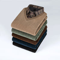 Men's Fleece-lined Thickened Knitting Sweater Bottoming Shirt
