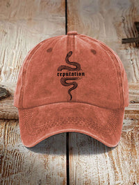 Washed Cotton Printed Hat Distressed Style Mens Vintage