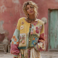 Women's Printed Wear Cardigan Knitted Coat