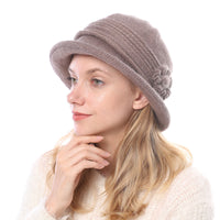 Fashion Knitted Thicken Warm Mother Hat Flower Fashion Female