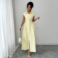 Elegant Waist-Cinched A-Line Long Dress
