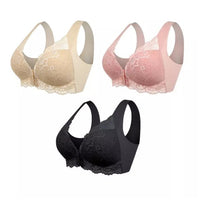3-piece Front-closure Plus-size Lace Bralette Without Underwire