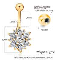 Stainless Steel Inlaid Zircon Belly Button Nail
