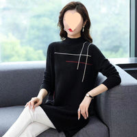 Half Turtleneck Western Style Mom Mid-length Sweater