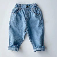 Children's New Simple Fashion Easy To Match Elastic Waist Casual Denim Trousers