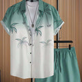 Mens 3D Digital-Print Shirt And Sports Suit Set