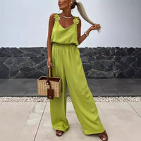 Casual Loose Women's Wear New Suspender Sleeveless Pocket Jumpsuit