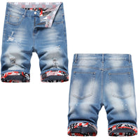 Thin Straight Ripped Mid-waist Shorts
