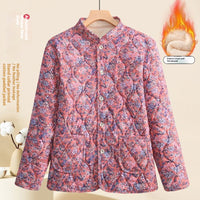Moms Fashionable Floral Warm Padded Cotton Jacket