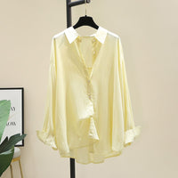 Outerwear Drapey Tencel Cotton Shirt Womens Korean-Style Loose Casual