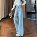 Light Blue Slimming High Waist Wide Legs Mop Pants Flared Pants