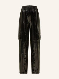 Mirror-finish Patent Leather Stretchy Loose Casual Leather Pants