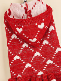 Small Dog Sweater Hoodies Dress Winter Knit Cute Clothing Heart Puppy Clothes