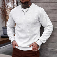 Loose-fitting Mens Casual Top With A Crew Neck And Jacquard Weave