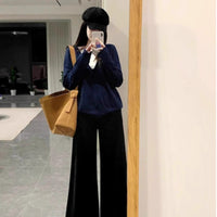 Christmas Atmosphere Contrast Colors False-two-piece V-neck Red Knitted Loose Sweater